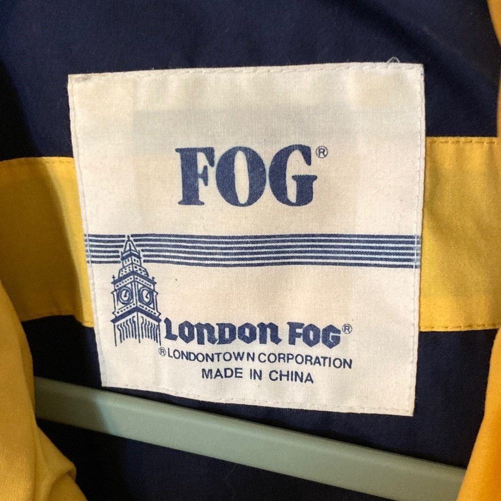 London Fog Windbreaker Jacket Vintage Unisex Navy Yellow Sz Medium - Picture 2 of 7